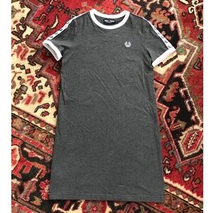 Fred Perry Ringer Taped T shirt dress UK 6 women’s Mod Oi!